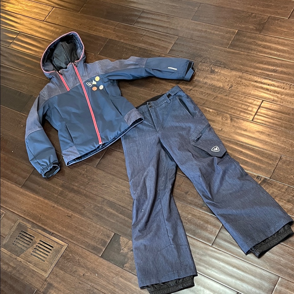 Rossignol Blue with Pink Accent Ski Jacket and Pants